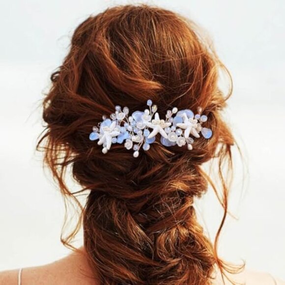 Starfish Bridal Hair Vine Rhinestone Wedding Accessory 16cm - Picture 2 of 7